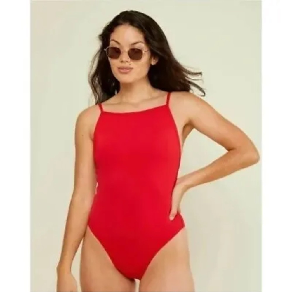 Andie Swim The Paloma One Piece Swimsuit Cherry Red Size XL NWT